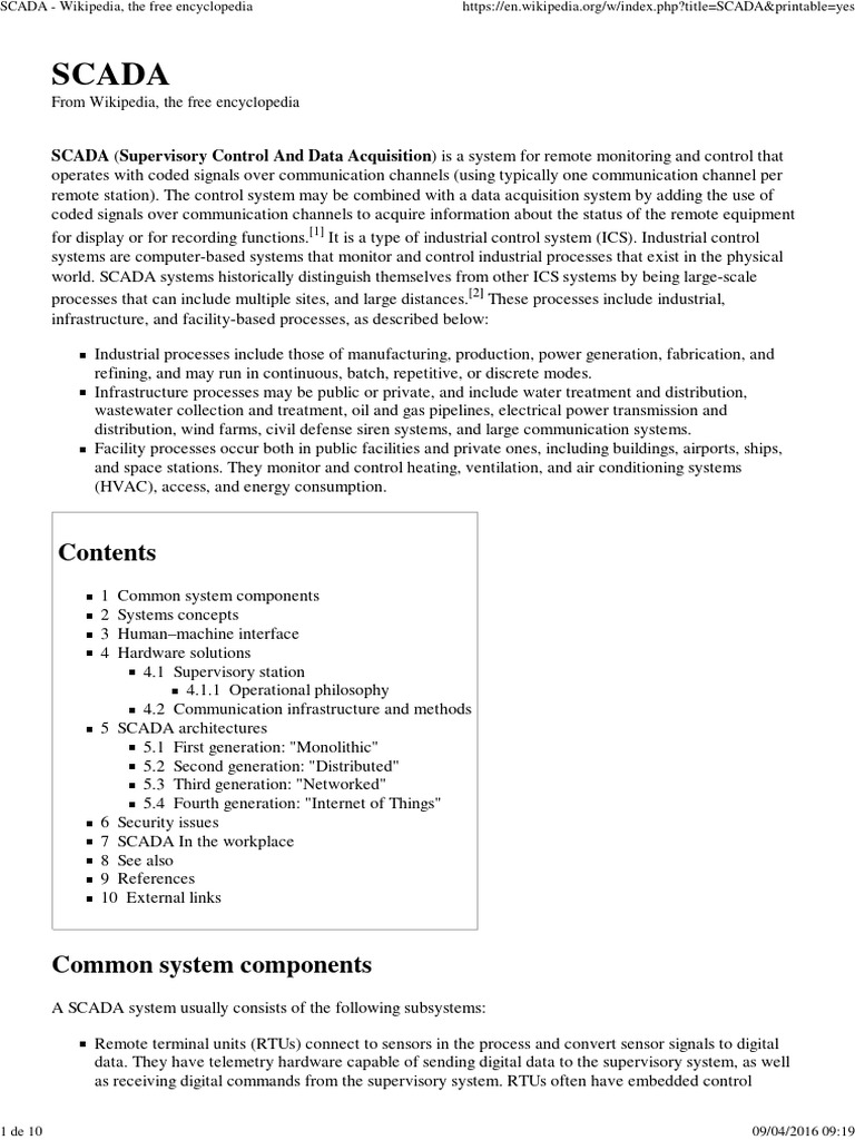 Overview of SCADA Systems | PDF | Scada | Programmable Logic Controller