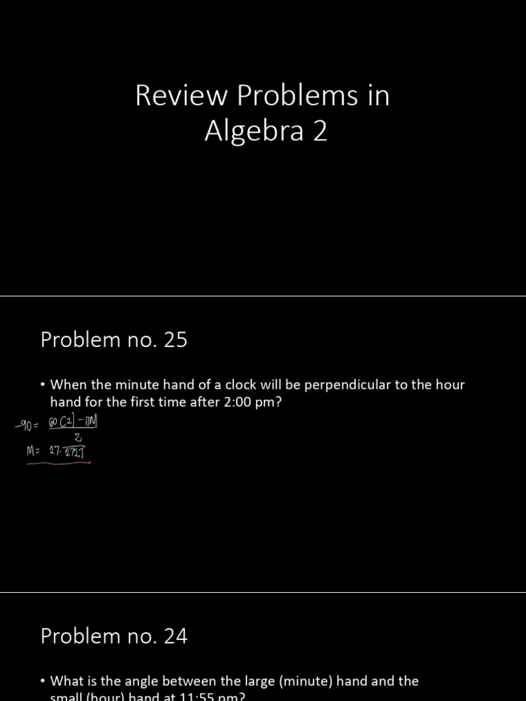 Review Problems in Algebra 2 | PDF | Numbers | Sequence