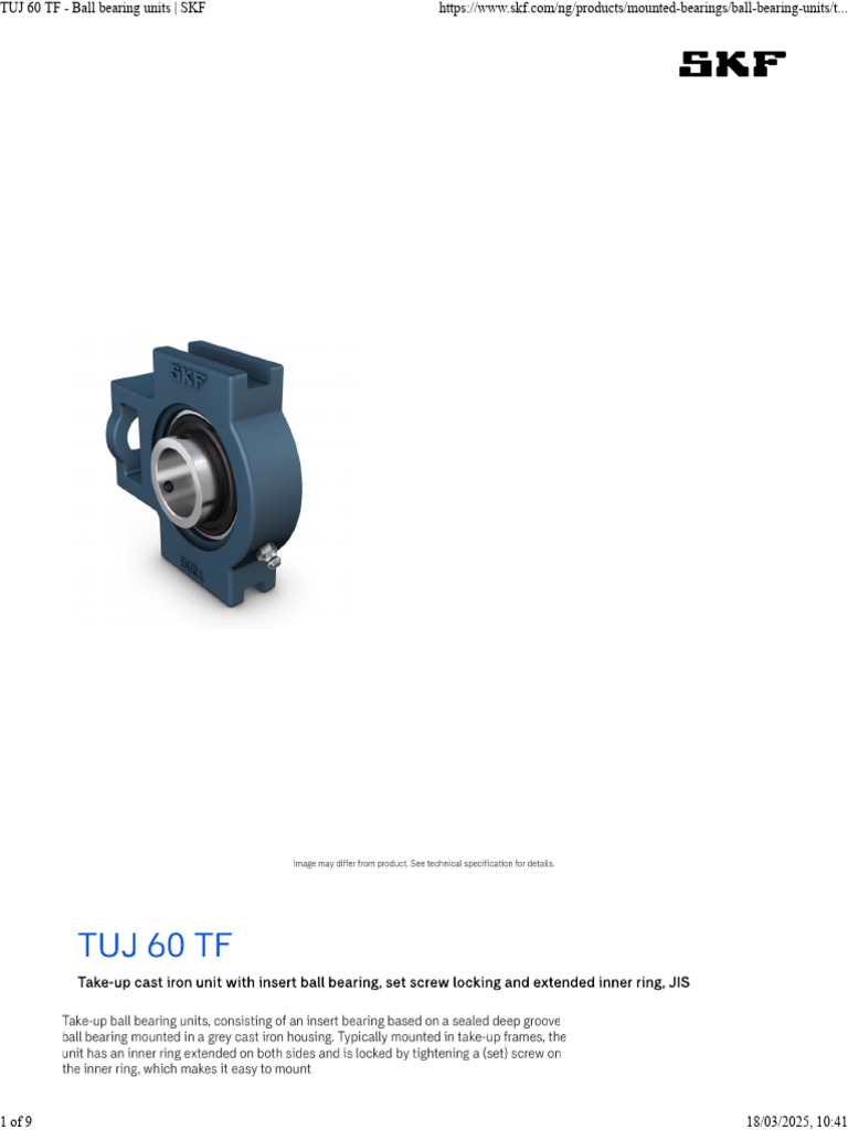 TUJ 60 TF Ball Bearing Units Overview | PDF