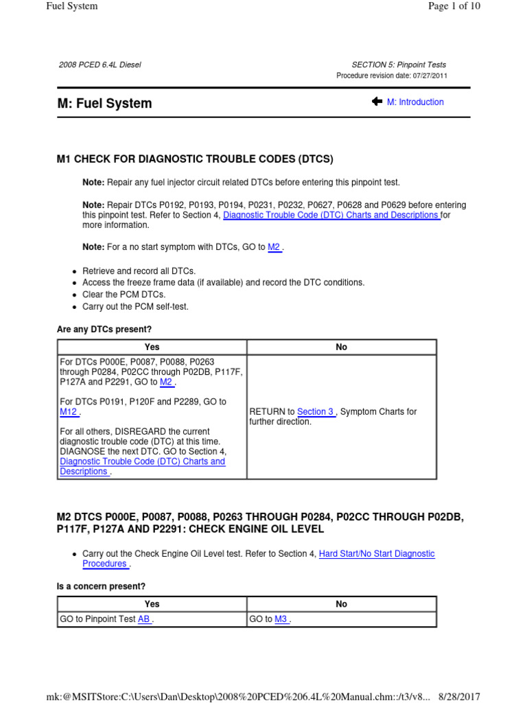 M1 Diagnostic Trouble Code Procedures | PDF | Electrical Connector | Valve