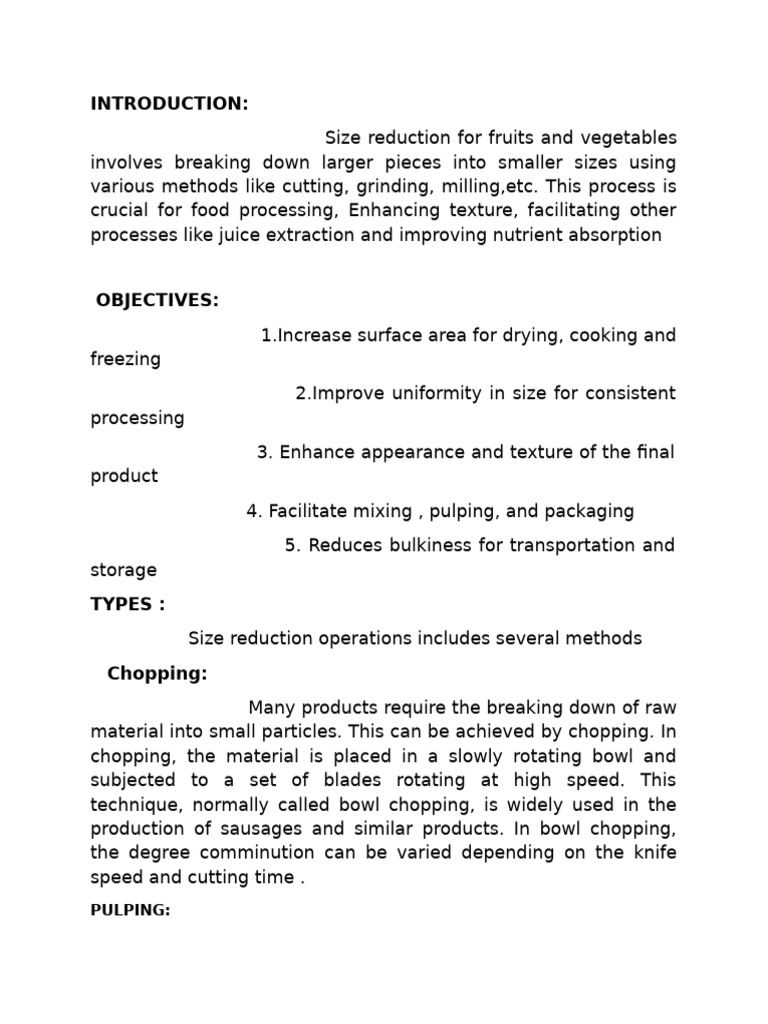 Size Reduction Techniques in Food Processing | PDF | Mill (Grinding ...