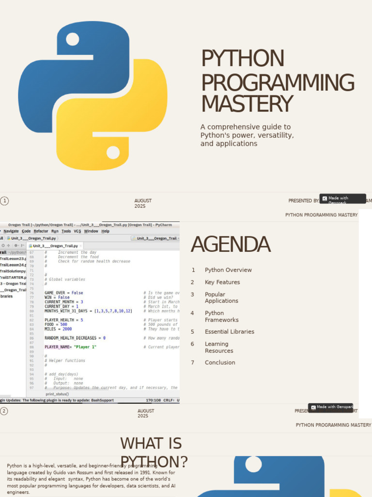 Python Programming Mastery Guide | PDF | Python (Programming Language ...