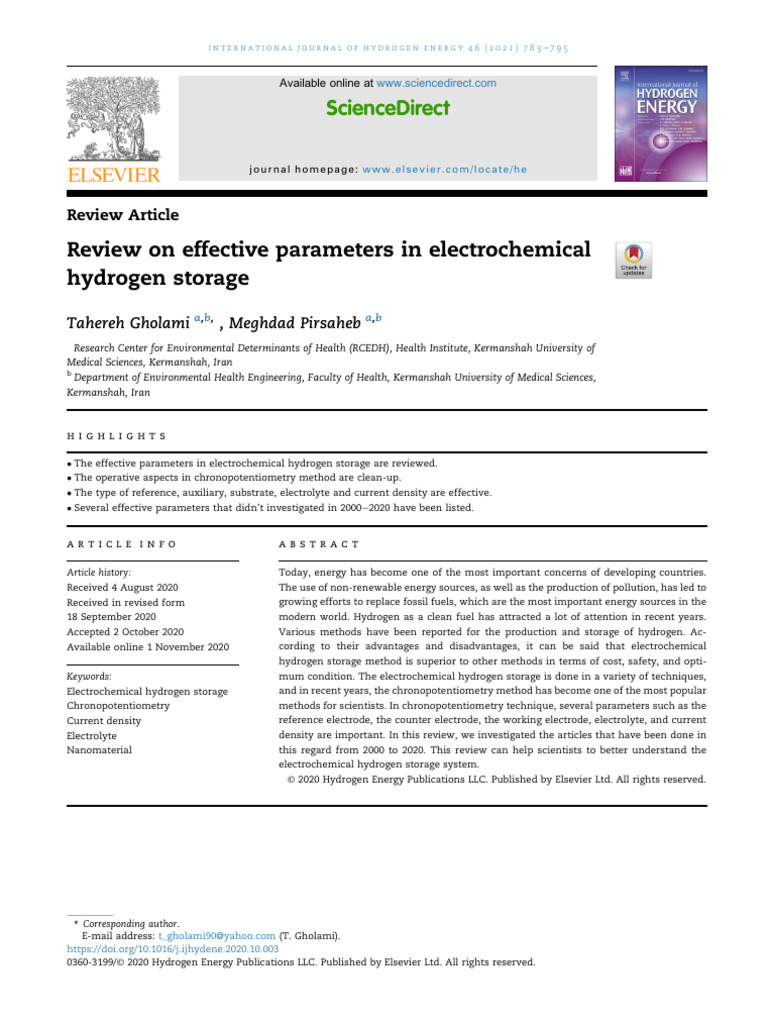 Effective Parameters in Electrochemical Hydrogen Storage | PDF ...