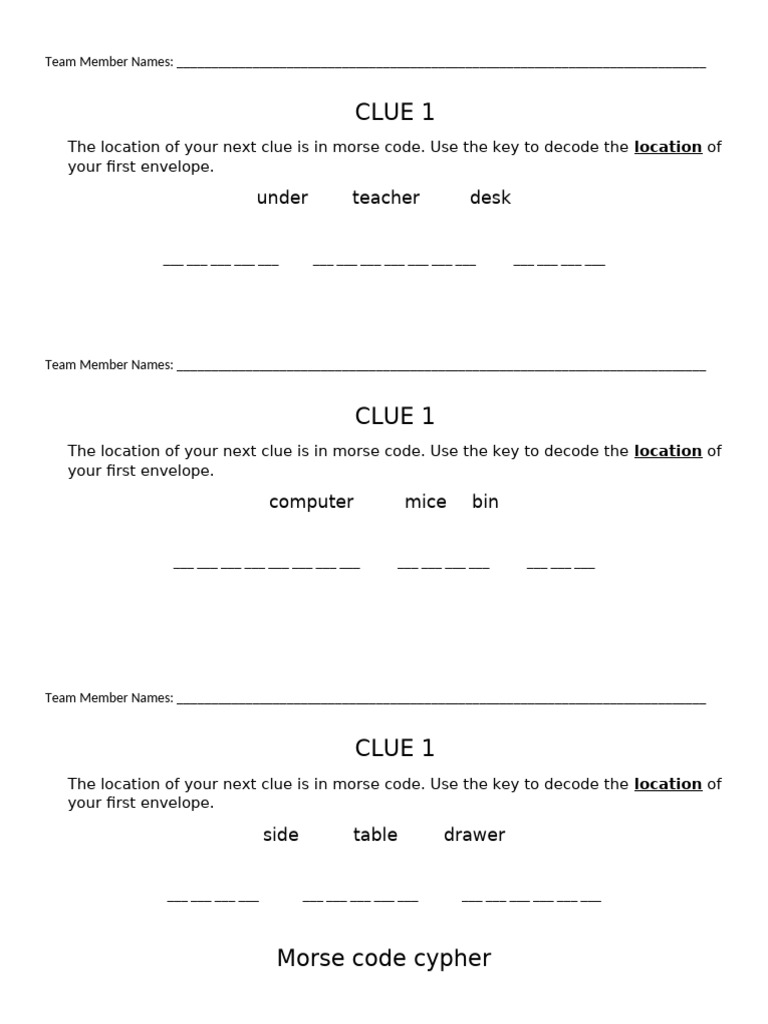 Morse Code Clue Hunt Instructions | PDF