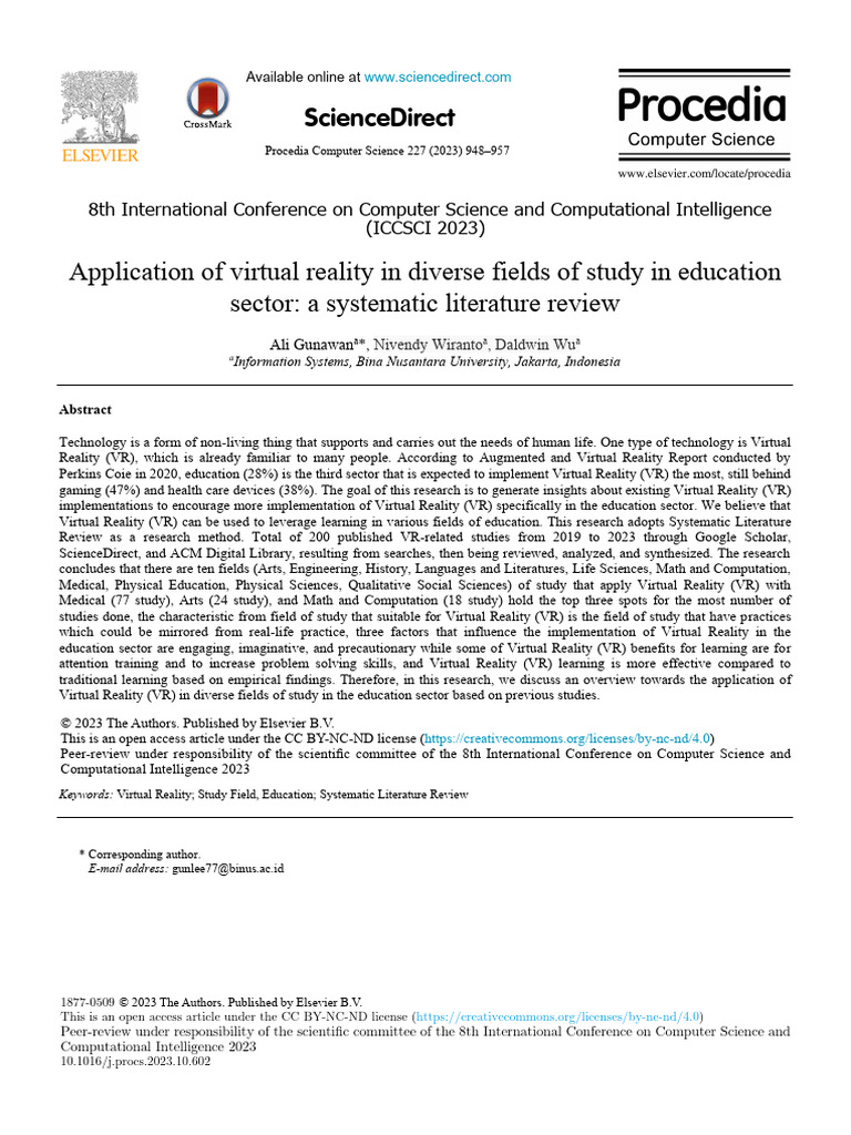 VR Applications in Education: A Review | PDF | Virtual Reality | Science