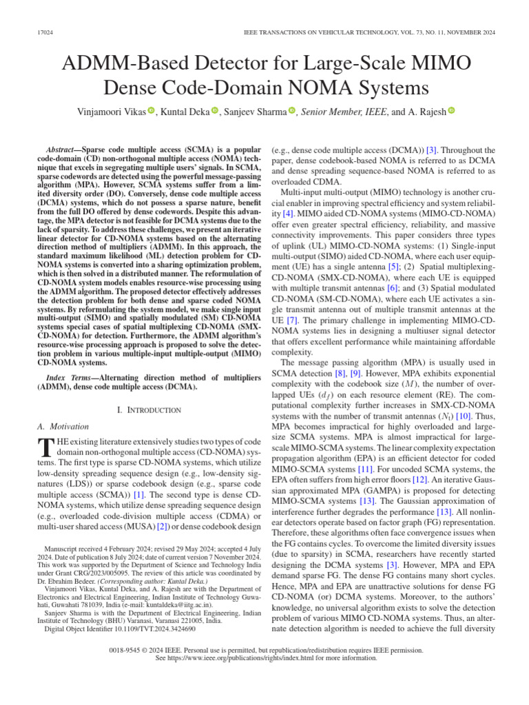 ADMM-Based Detector for Large-Scale MIMO Dense Code-Domain NOMA Systems ...