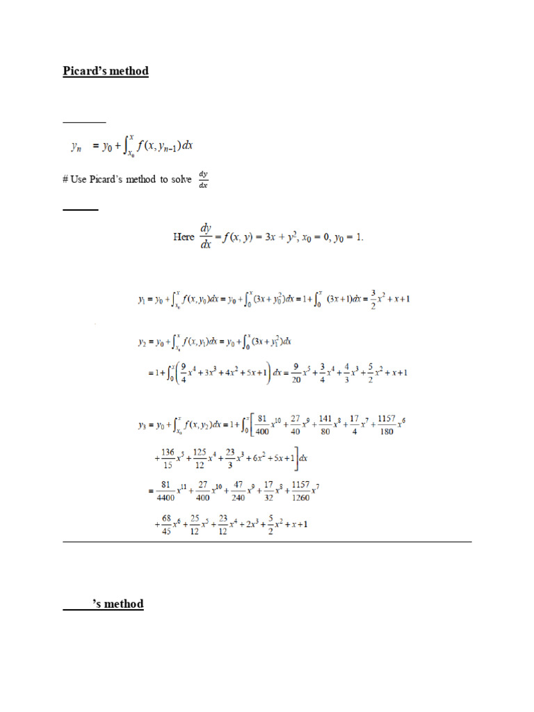 Picard's Method for Differential Equations | PDF