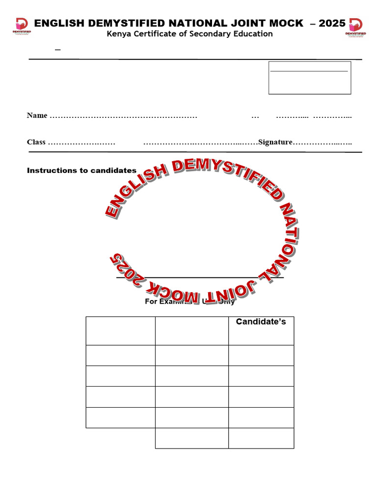 KCSE 2025 English Paper 2 Guide | PDF