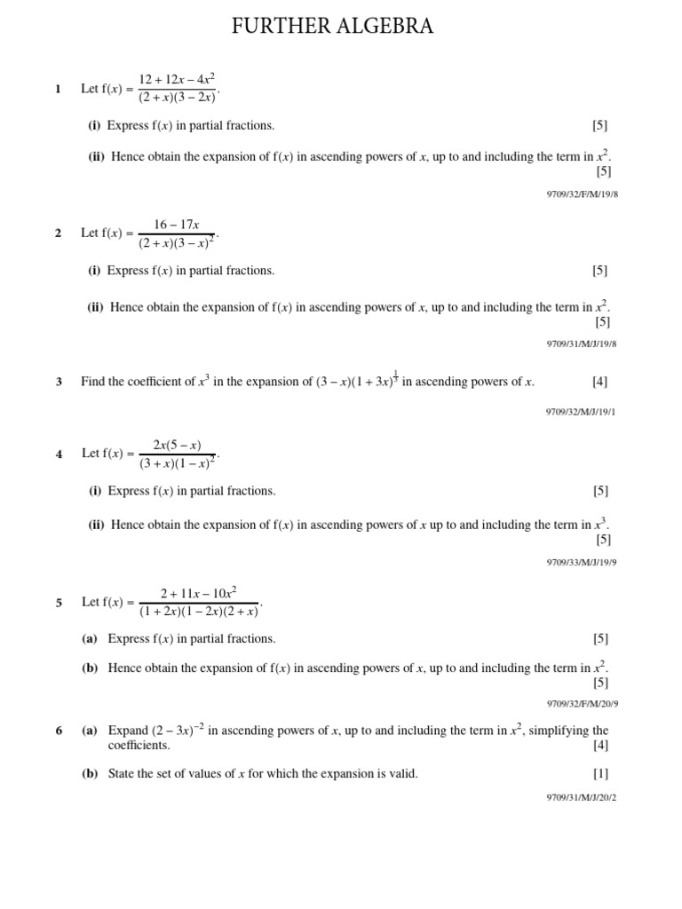 Chap 7 Further Algebra | PDF | Mathematics | Algebra