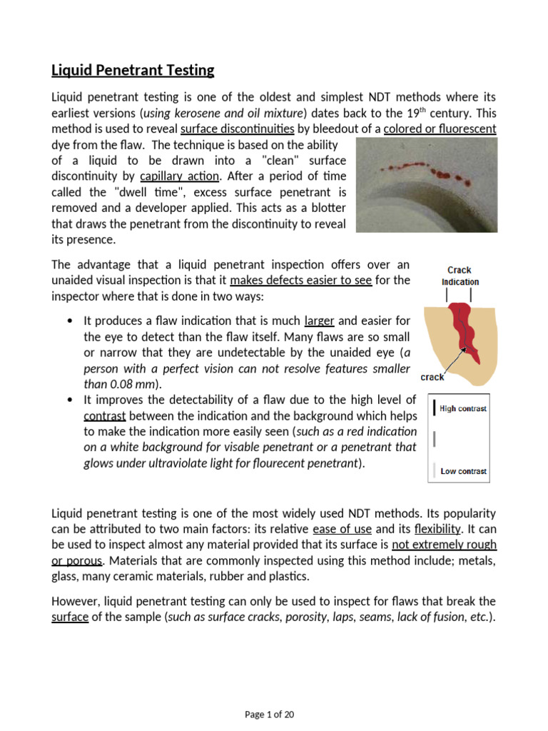 Liquid Penetrant Testing Overview | PDF | Ultraviolet | Lighting