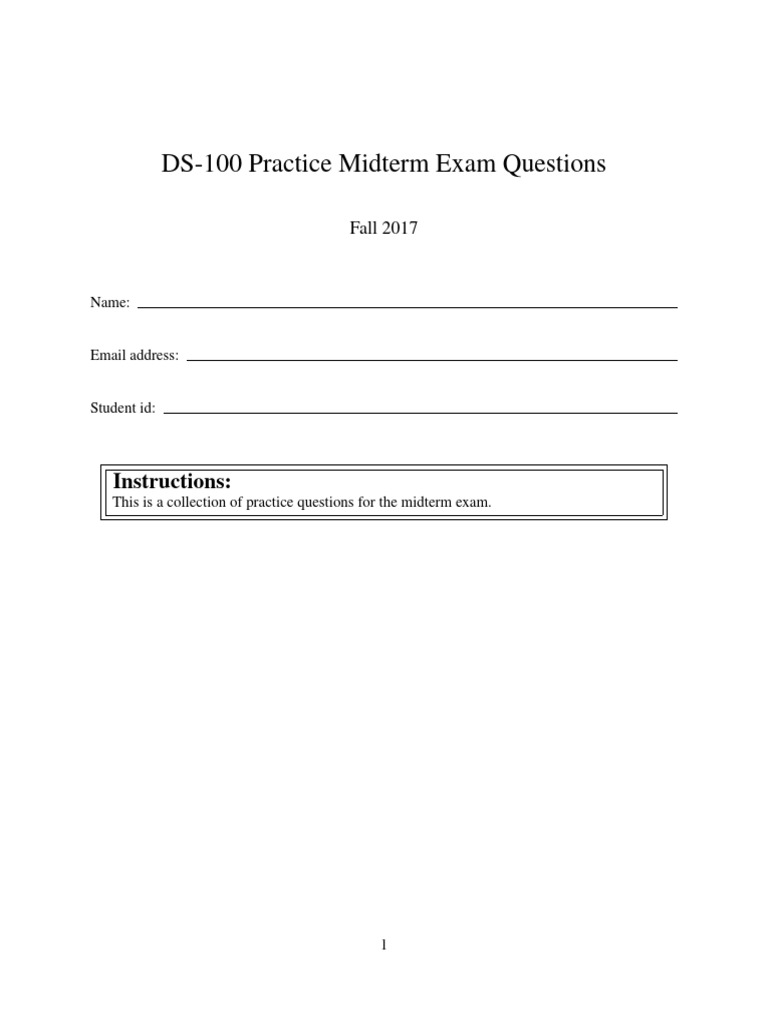 DS-100 Midterm Exam Practice Questions | PDF | Bootstrapping ...