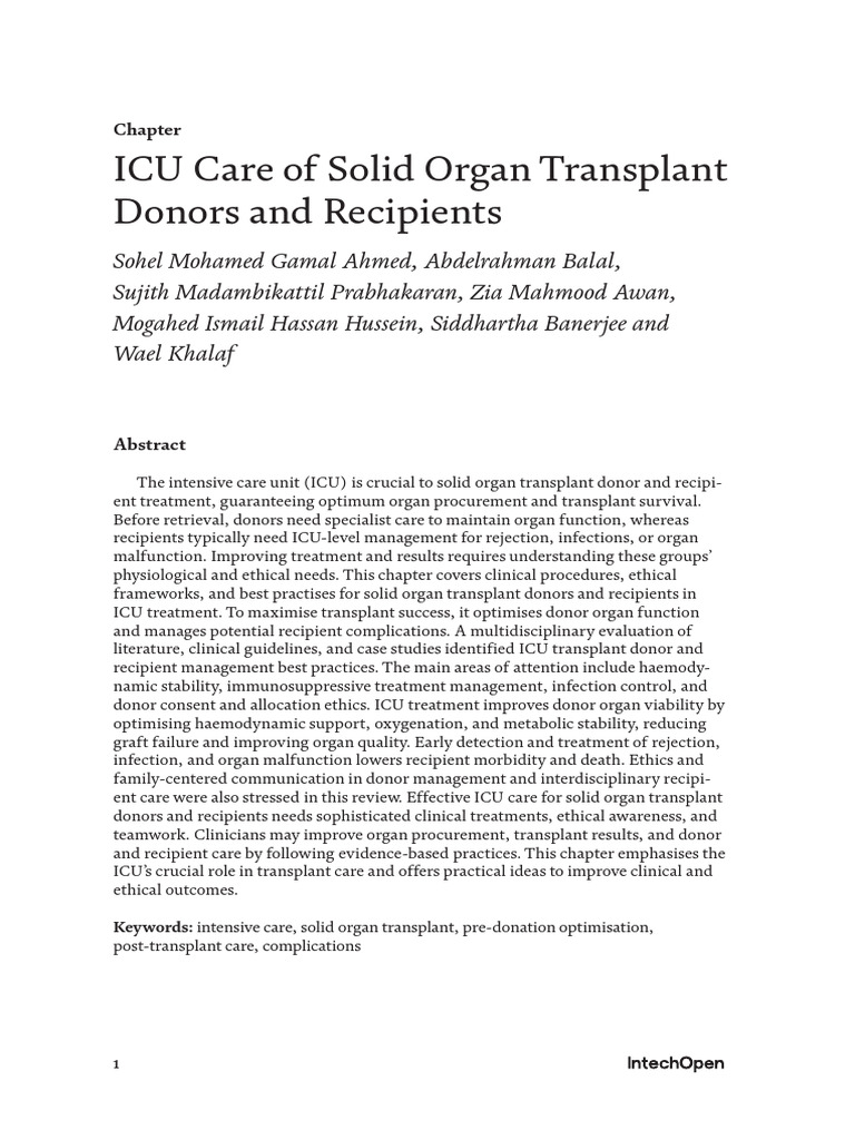 ICU Management for Organ Transplant Care | PDF | Transplant Rejection ...