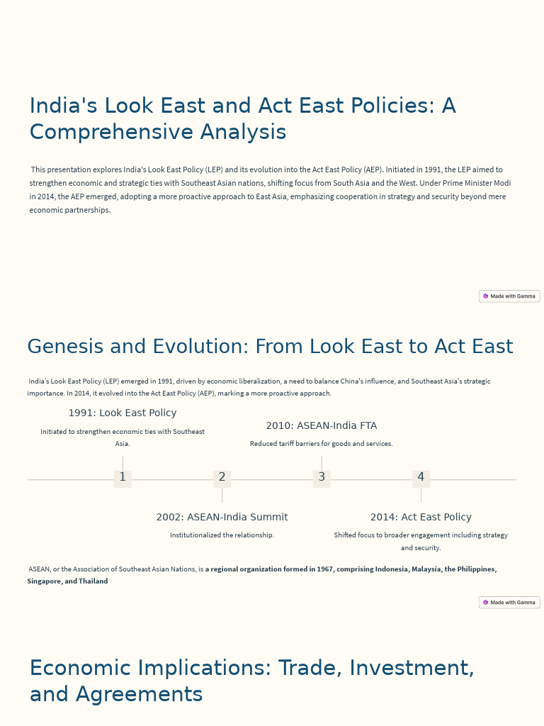 India's Look East to Act East Policies | PDF | International Trade ...
