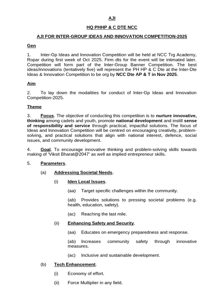 NCC Ideas and Innovation Competition 2025 | PDF | Innovation | Economies