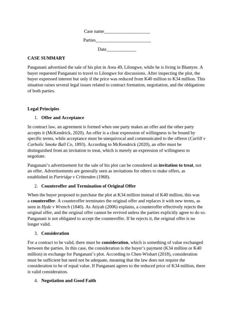 Stocker Bussiness Law Assignment | PDF | Offer And Acceptance ...