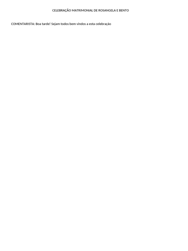 Celebração Matrimonial de Rosangela e Bento | PDF