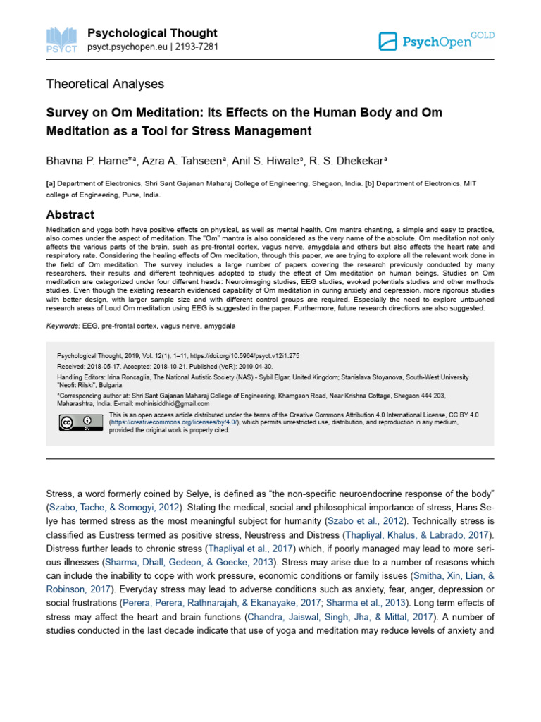Survey On Om Meditation Its Effects On The Human Body and Om 3w6n76mngk