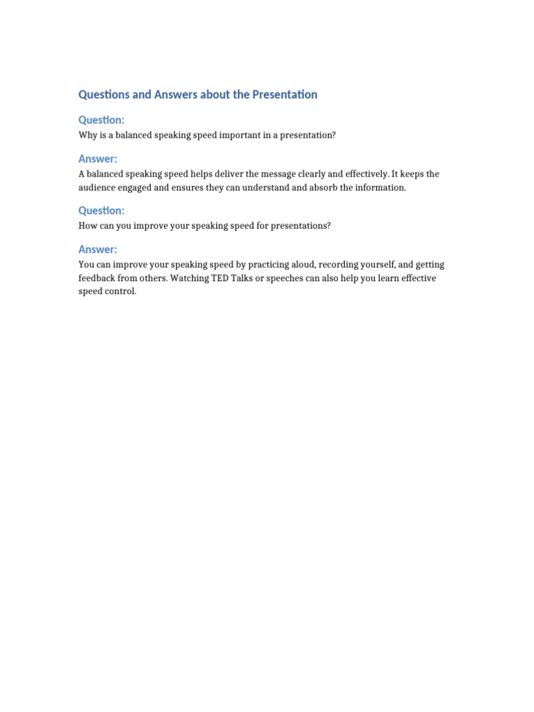 Improving Speaking Speed in Presentations | PDF
