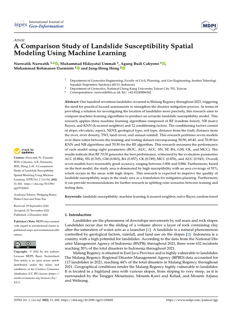 Landslide Susceptibility Modeling Comparison | PDF | Landslide ...