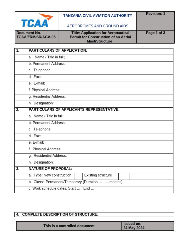 Aeronautical Permit Application for Aerial Mast | PDF | Antenna (Radio ...