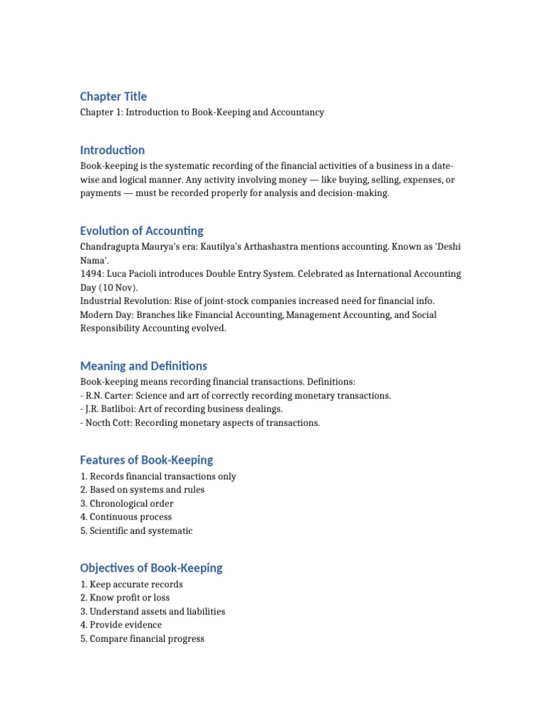 Introduction to Book-Keeping Basics | PDF