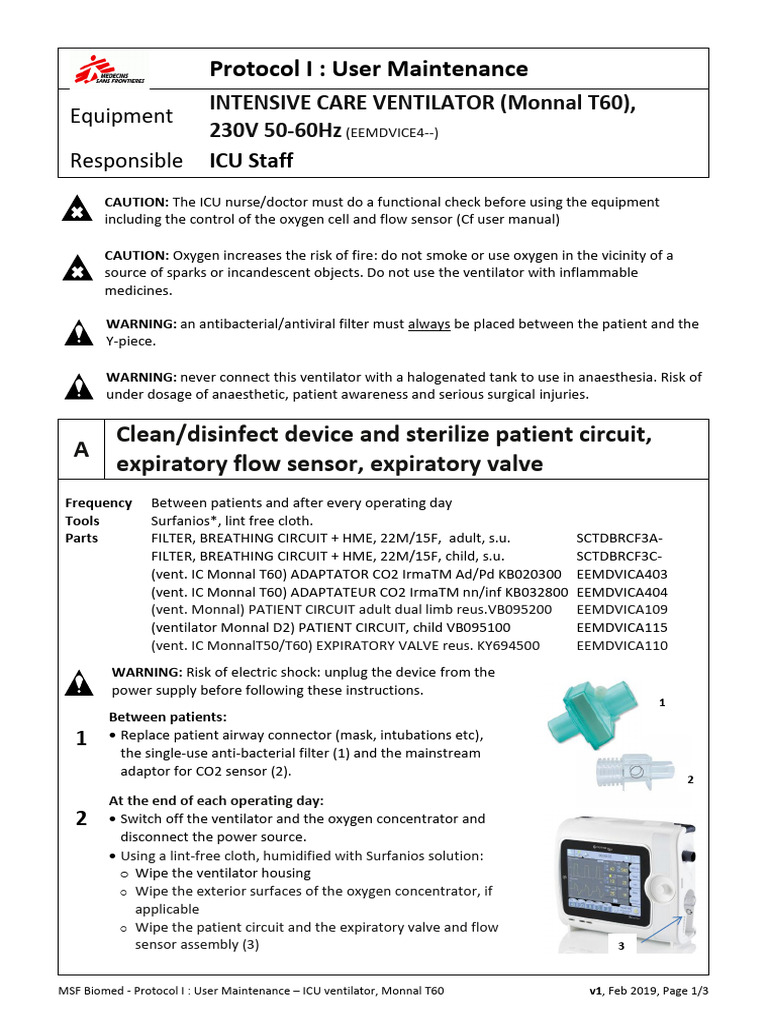 Monnal T60 ICU Ventilator Maintenance Guide | PDF | Intensive Care ...