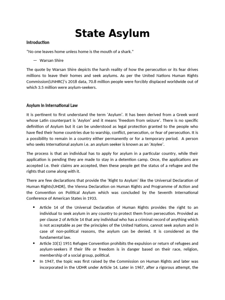 Understanding Asylum in International Law | PDF | Extradition | Julian ...