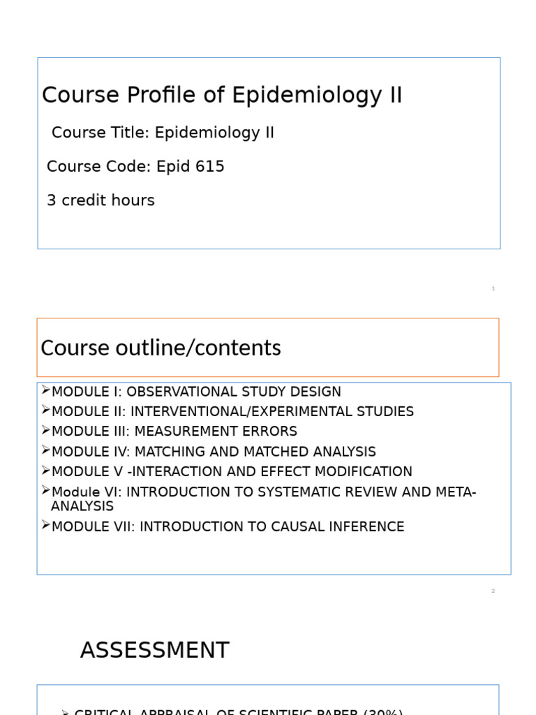 Epidemiology II Course Overview | PDF | Cohort Study | Epidemiology