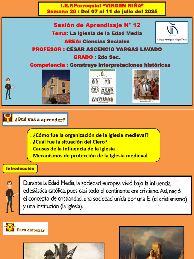 Ciencias Sociales 2do Sec. La Iglesia de La Edad Media | PDF | Edades ...