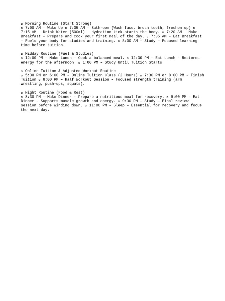 Daily Routine for Productivity and Health | PDF