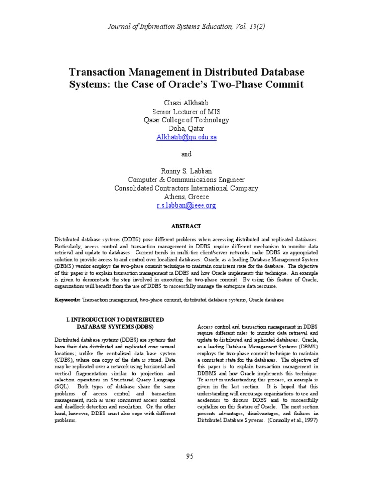 Oracle Two-Phase Commit in DDBS | PDF | Database Transaction | Databases