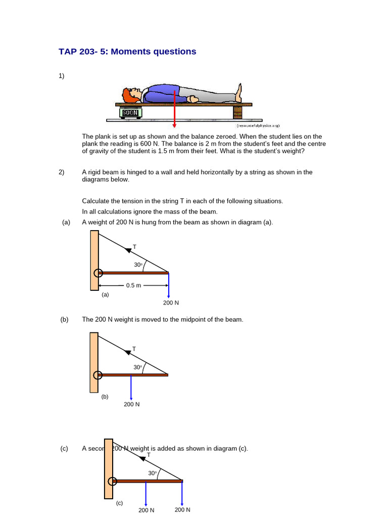 Moments Questions in Engineering Mechanics | PDF | Beam (Structure) | Force