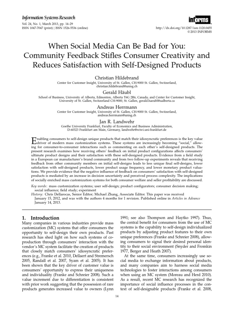 Social Media's Negative Impact on Self-Design | PDF | Creativity ...