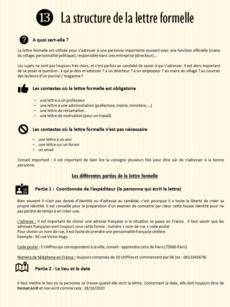 Lettre formelle : Guide et exemples | PDF