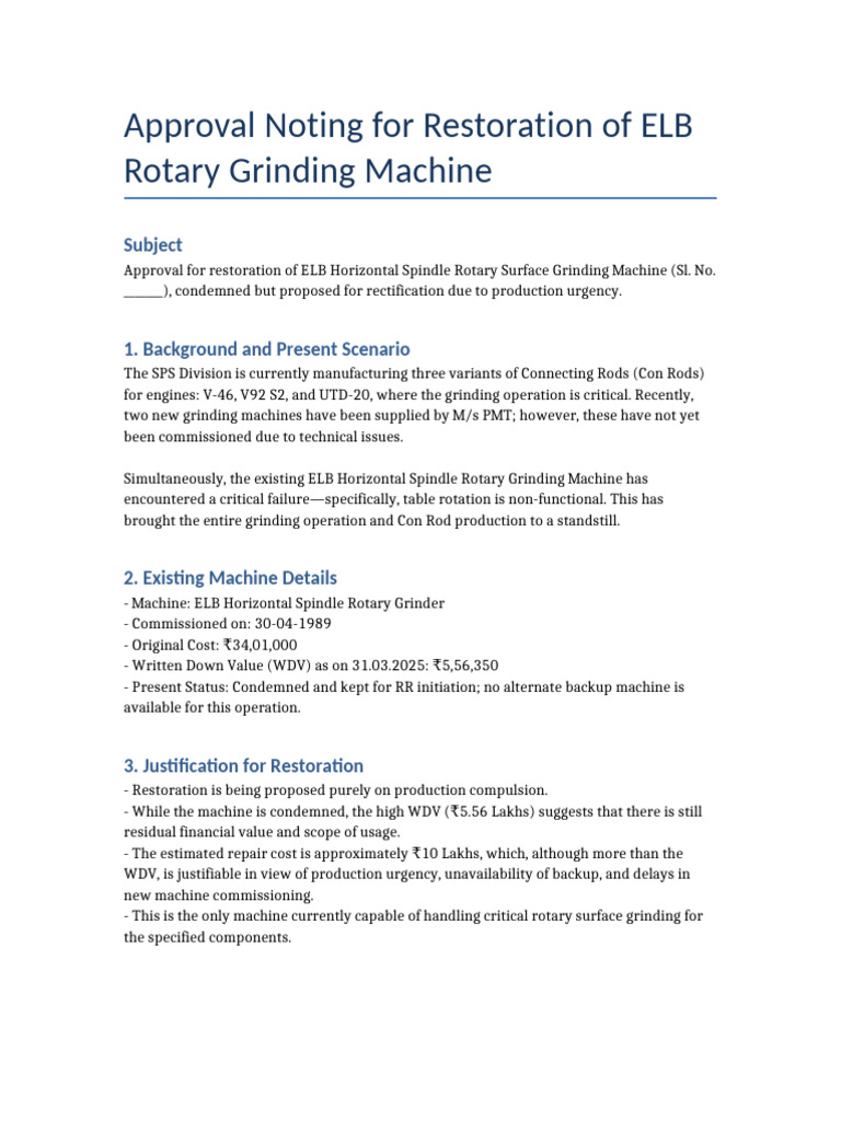 ELB Rotary Grinder Restoration Approval | PDF | Grinding (Abrasive ...