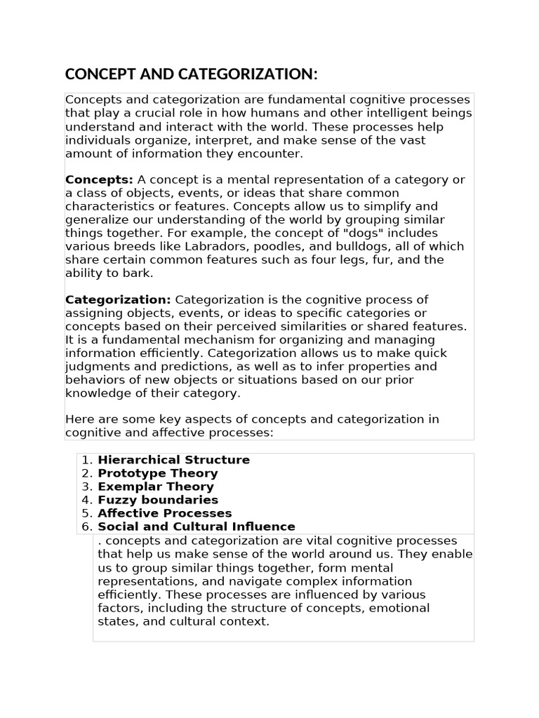 Concepts and Categorization in Psychology | PDF | Concept | Idea