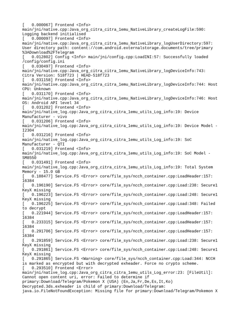 Citra Emulator Log Analysis on Android | PDF | Encryption | System Software