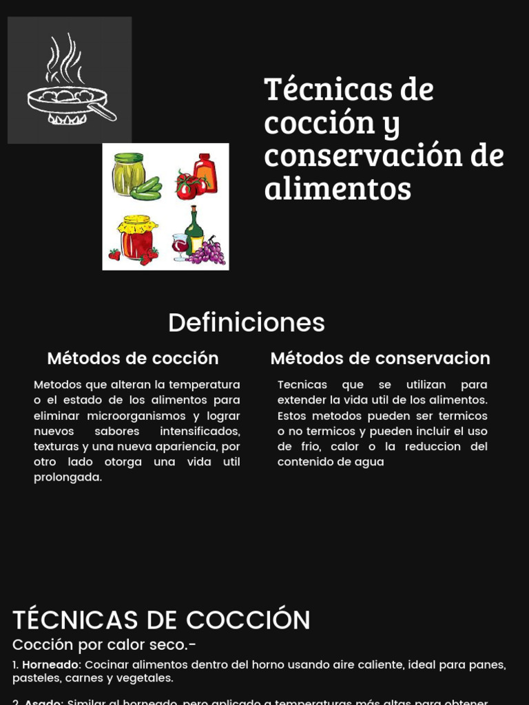 Técnicas de Cocción y Conservación de Alimentos PDF | PDF | Cocinando ...