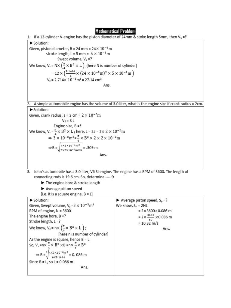 Mathematicalproblem 170602121443 | PDF | Engines | Internal Combustion ...