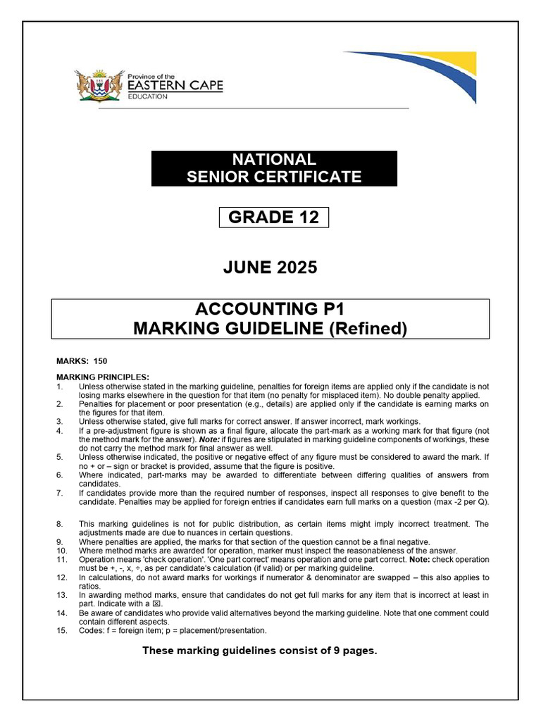 Accounting P1 Marking Guidelines 2025 | PDF | Dividend | Equity (Finance)