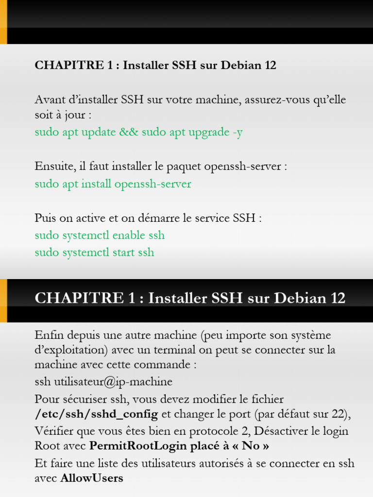 Installer SSH sur Debian 12 | PDF