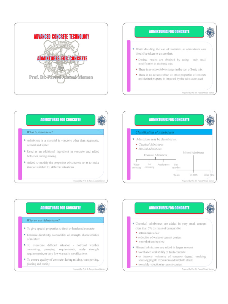 Classification of Concrete Admixtures | PDF | Concrete | Cement