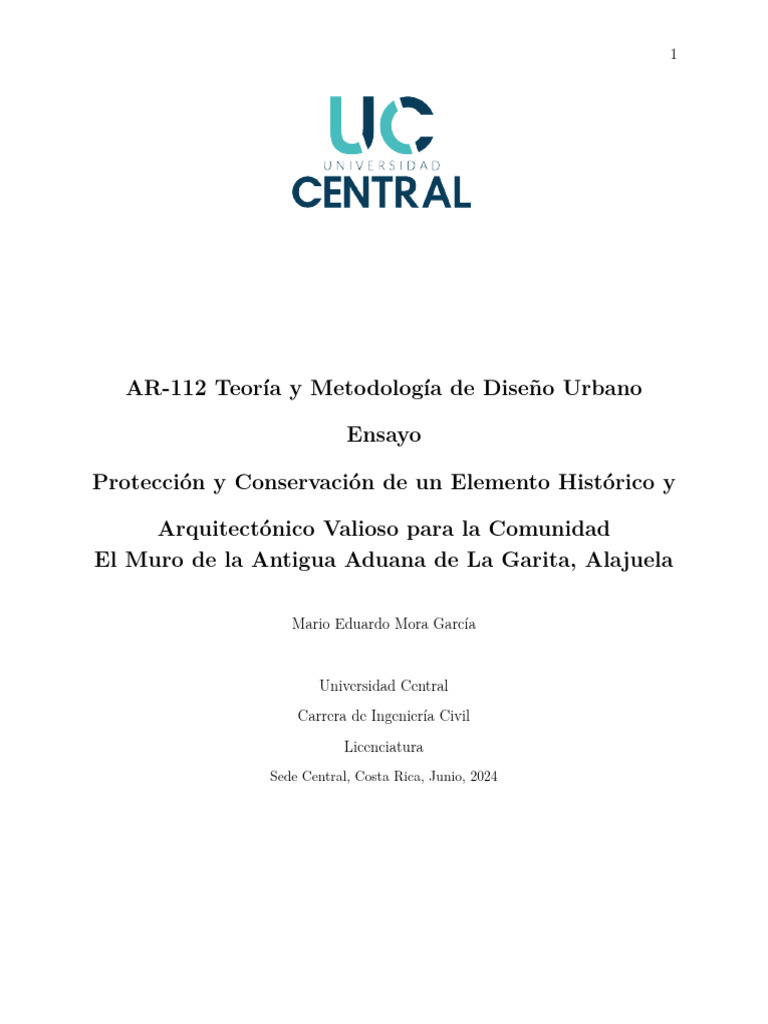 AR112 Ensayo Reseña Patrimonial - Mario Eduardo Mora | PDF | Costa Rica