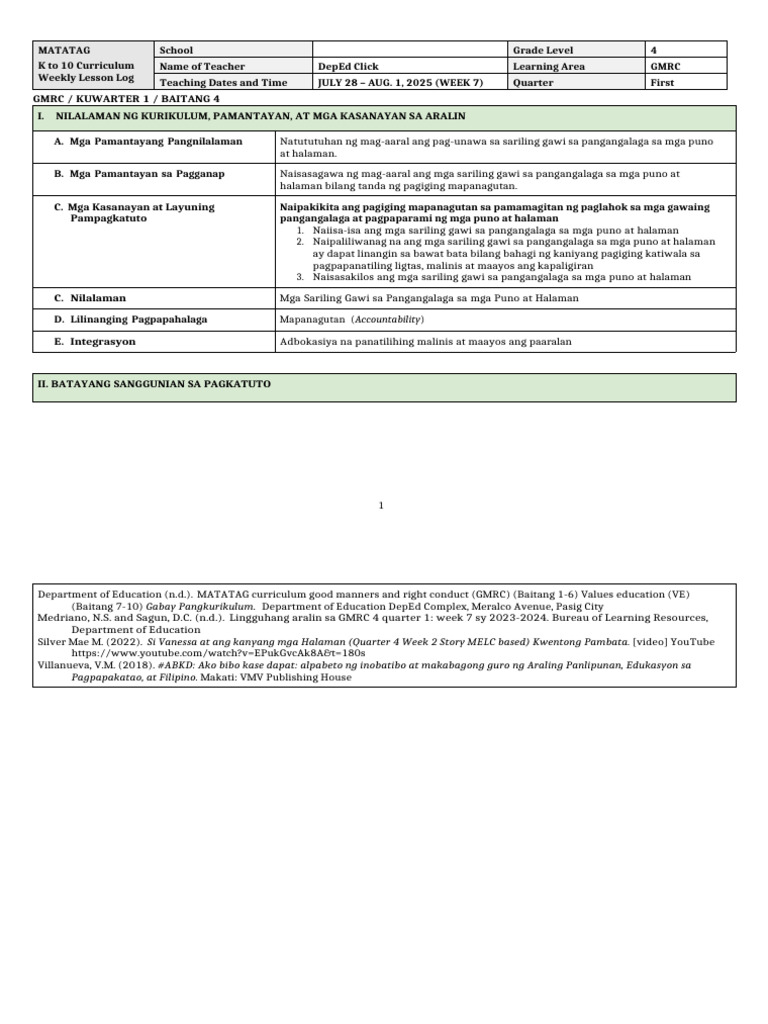 GMRC 4 - DLL - Q1 - W7 | PDF