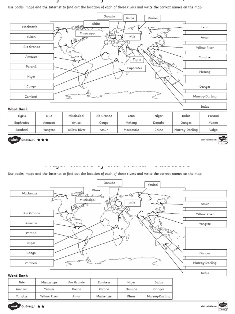 Major Rivers of the World Map Guide | PDF
