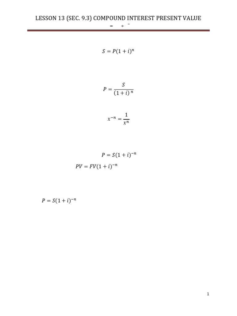 Compound Interest Present Value Guide | PDF | Present Value | Compound ...