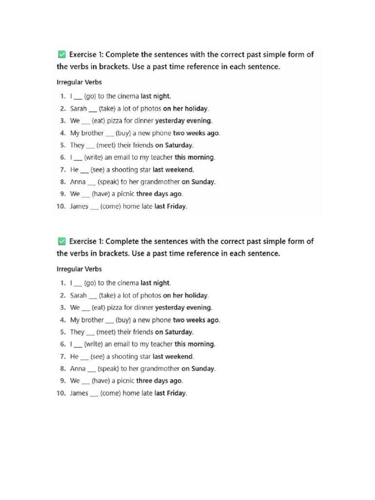 Past Simple Exer | PDF
