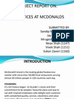 A Project Report On: HR Practices at Mcdonalds