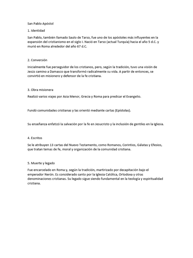 San Pablo Apóstol: Vida y Legado | PDF