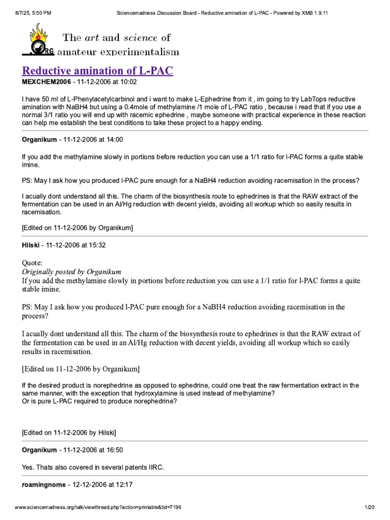 Sciencemadness Discussion Board - Reduc...Ation of L-PAC - Powered by ...